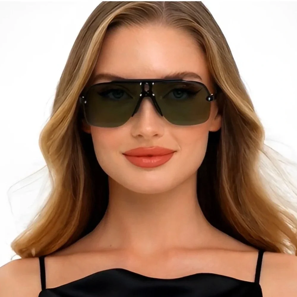Sunglasses Women Design Fashion Square Model Dark Green Lens UV Protection Gafas
